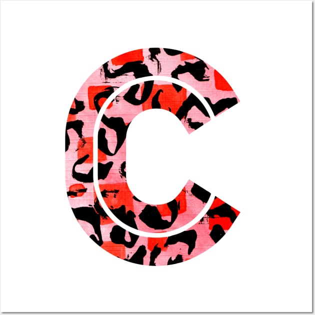 Abstract Letter C Watercolour Leopard Print Alphabet Red Wall Art by Squeeb Creative